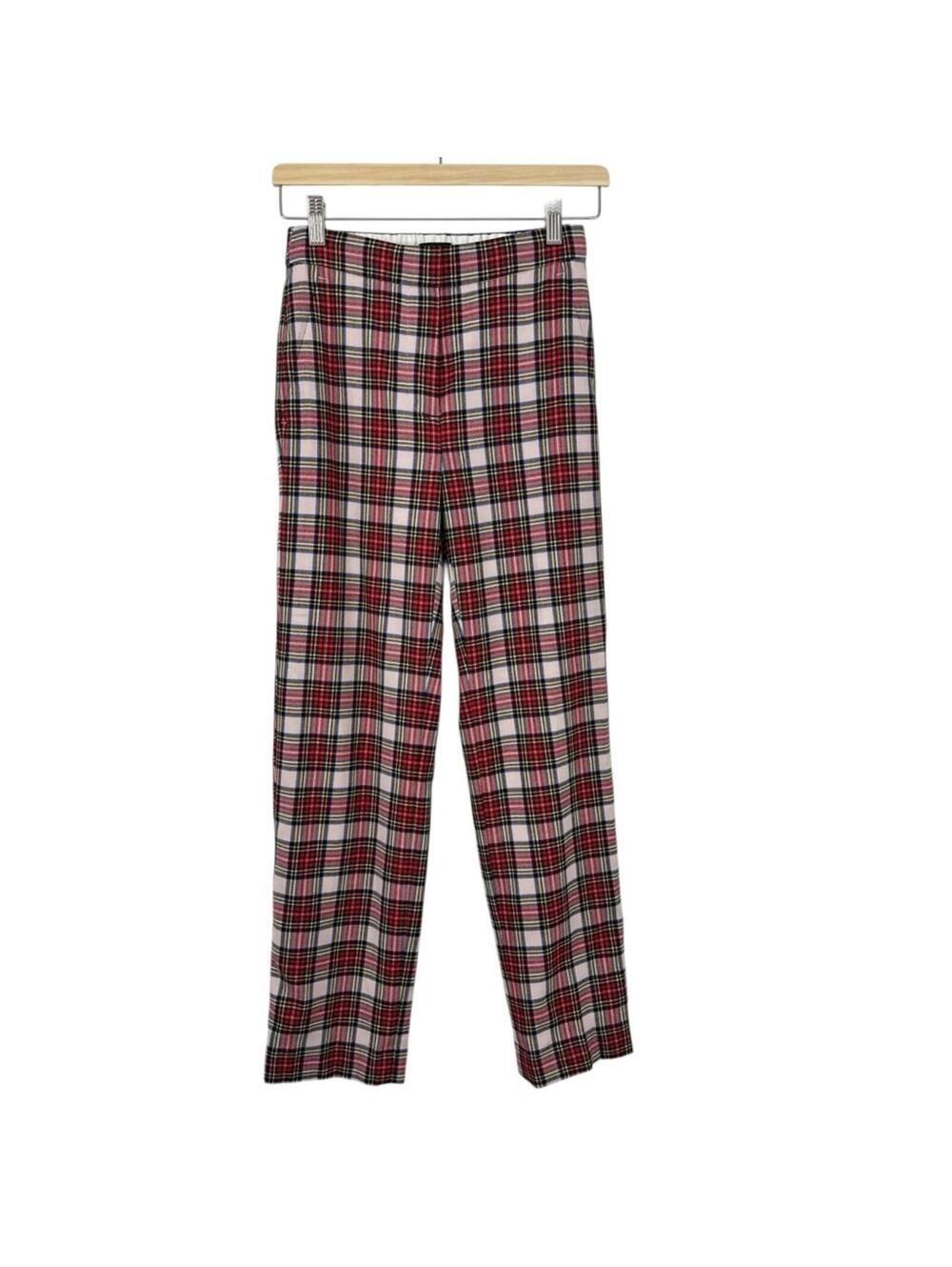 J. CREW WOOL TARTAN PULL-ON STRAIGHT LEG PANTS WOMEN'S SIZE 00